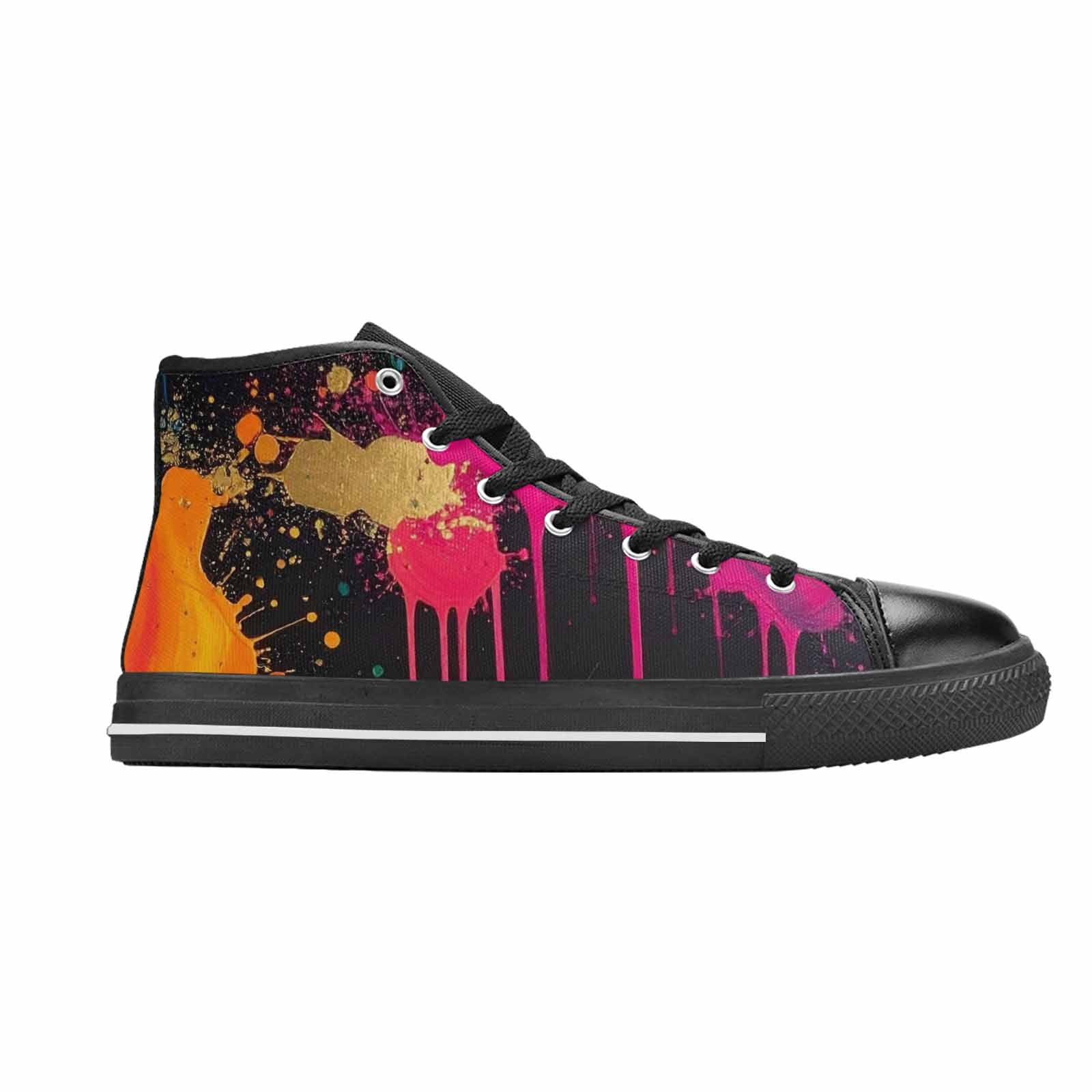 WOMEN'S Paint Splatter High Top Canvas Wallpaper Art Custom Sneakers
