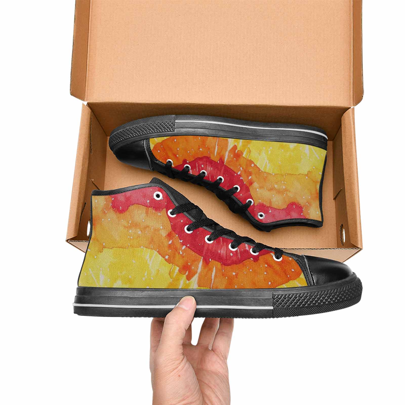 MEN'S Tie Dye - High Top Canvas Wallpaper Art Custom Shoes