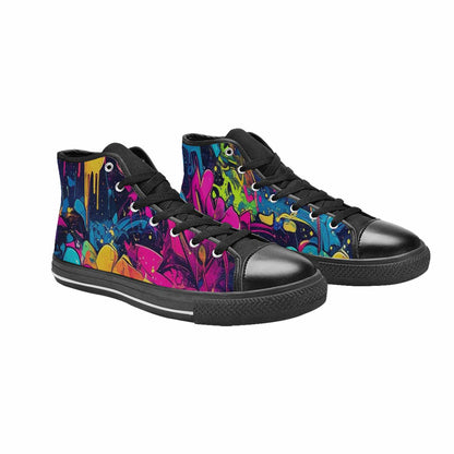 MEN'S Paint Splatter High Top Canvas Cottagecore Custom Shoes
