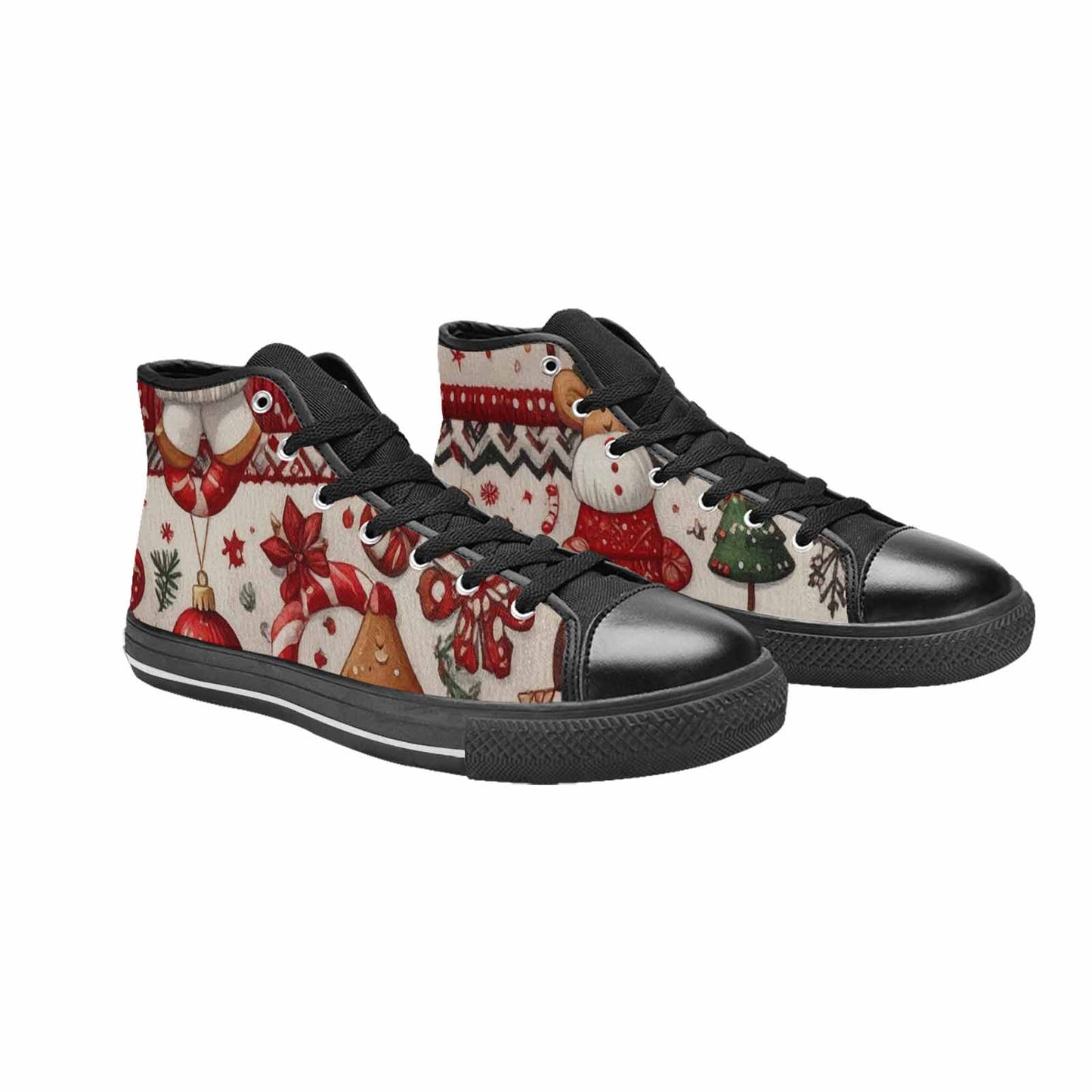 WOMEN'S Christmas Holly Snowflake High Top Canvas Vivid Shoes