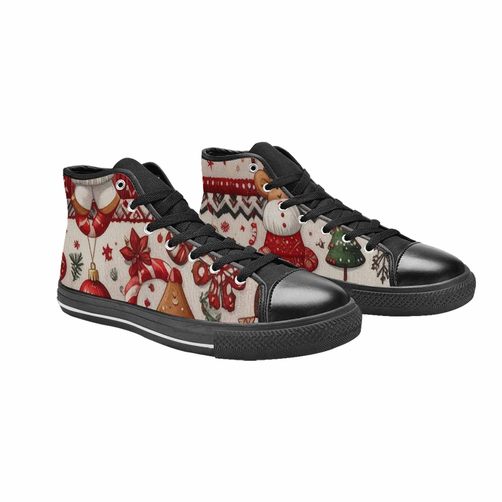 WOMEN'S Christmas Holly Snowflake High Top Canvas Vivid Shoes