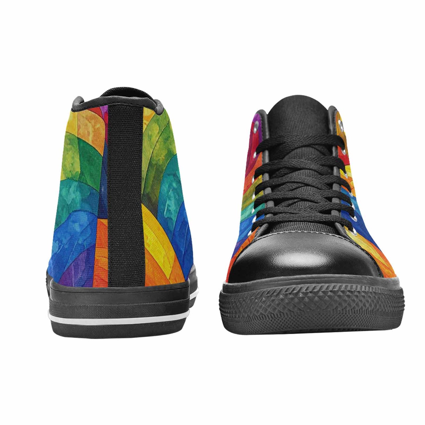 WOMEN'S Rainbow Pride Flag High Top Canvas Dark Academia Custom Sneakers