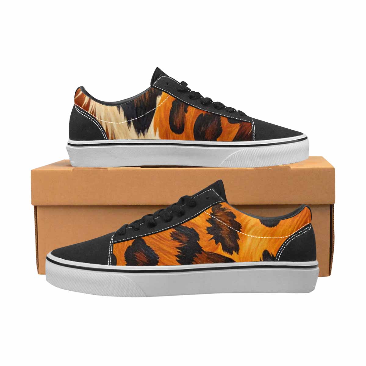 MEN'S Cow Animal Print Canvas Lace-Up Surreal Custom Shoes