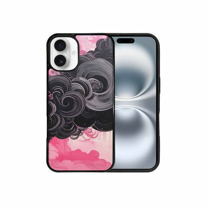 iPhone 16 Plus Case — Van Gogh Swirl Black Pink Ink, Custom Print Case Cover