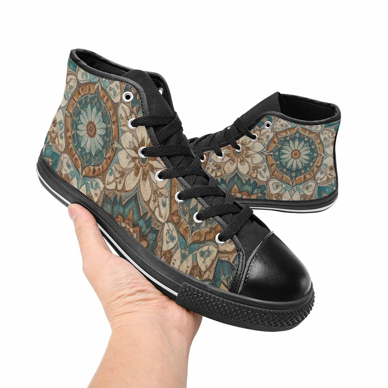 WOMEN'S Mandala High Top Canvas Wallpaper Art Sneakers