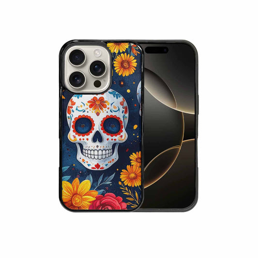 iPhone 16 Pro Case — Sunflower Skulls Print Custom, Original Design Phone Case