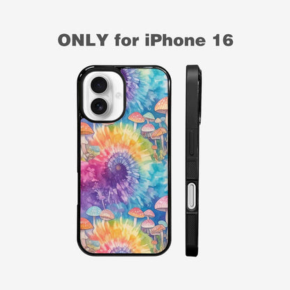 iPhone 16 Case — Mushrooms Tie Dyemushrooms Pat 9i2, Customized Protective Case
