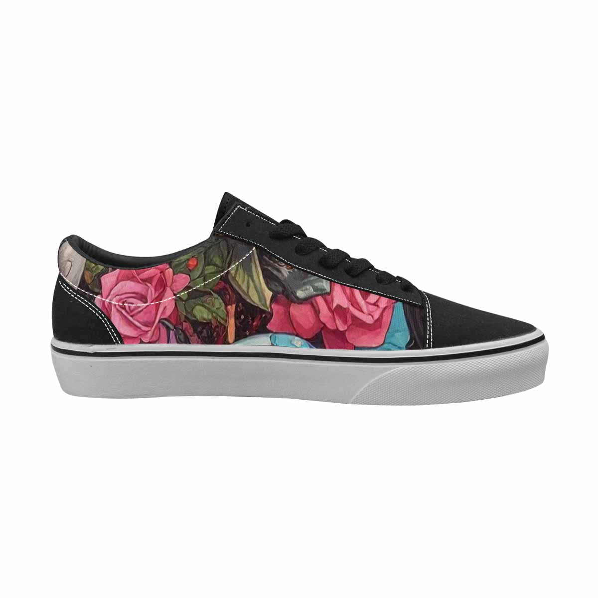 WOMEN'S Skulls Roses Skulls Roses Lace-Up Canvas Kaleidoscope Custom Sneakers