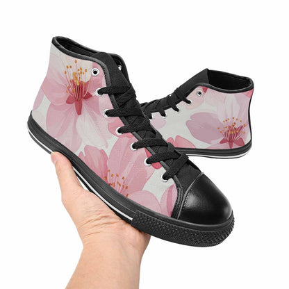 MEN'S Japanese Cherry Blossom High Top Canvas Dark Academia Custom Shoes