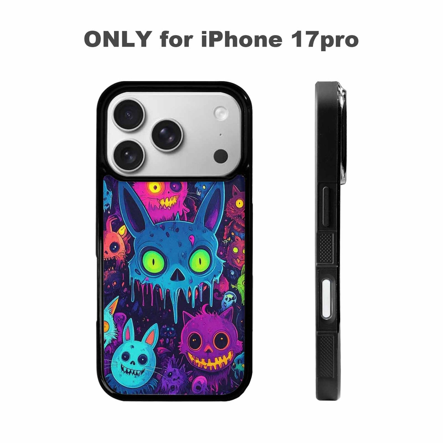 iPhone 17 Pro Case — Mixed Toxic Glow Creature Pattern Cartoon, Custom Art Phone Cover