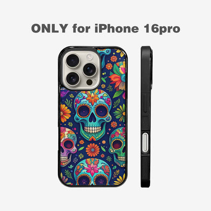 iPhone 16 Pro Case — Rainbow Sugar Skull Weave, Custom Designed Case Cover