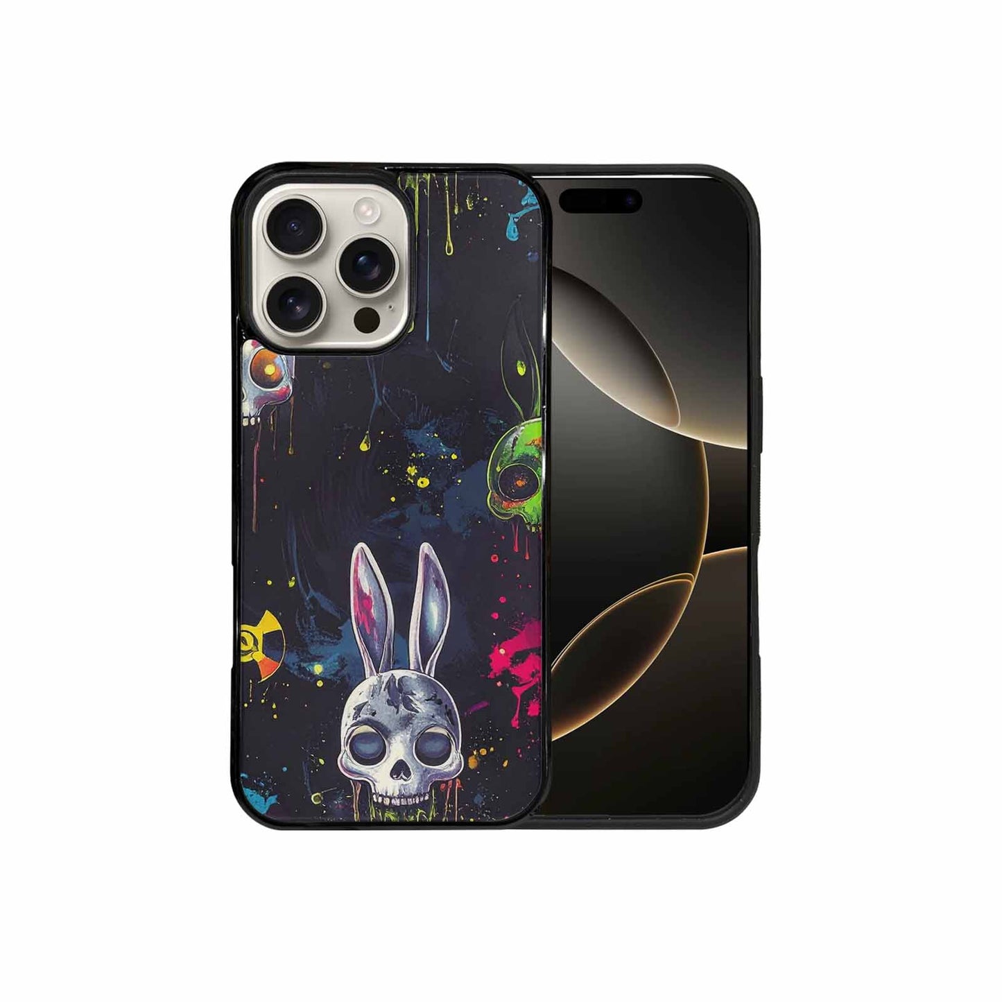 iPhone 16 Pro Max Case — Radioactive Ghost Bunny Skull Small Radioactive, Custom Print Case Cover