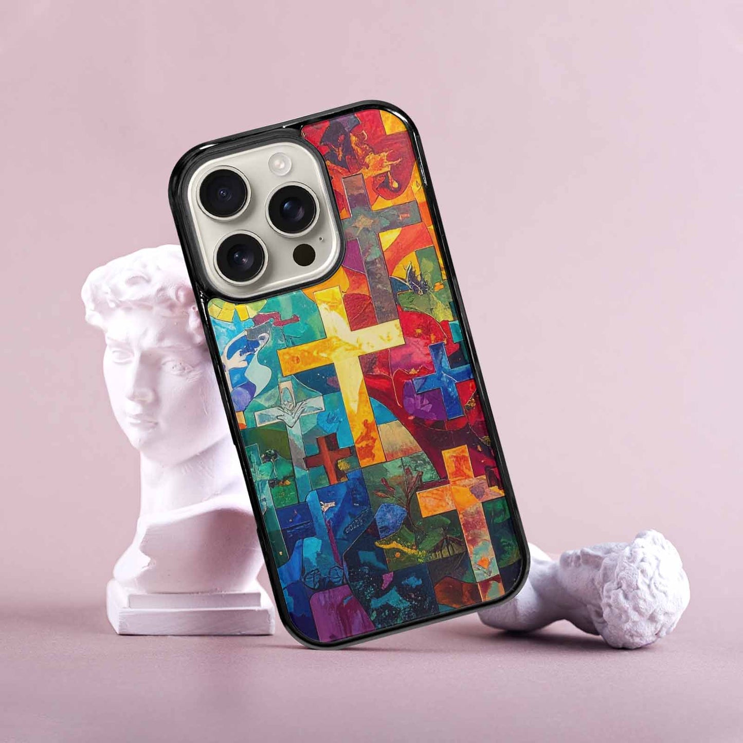 iPhone 16 Pro Case — Faith Cross And Faith Icons Pattern, Original Design Phone Case