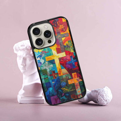 iPhone 16 Pro Case — Faith Cross And Faith Icons Pattern, Original Design Phone Case