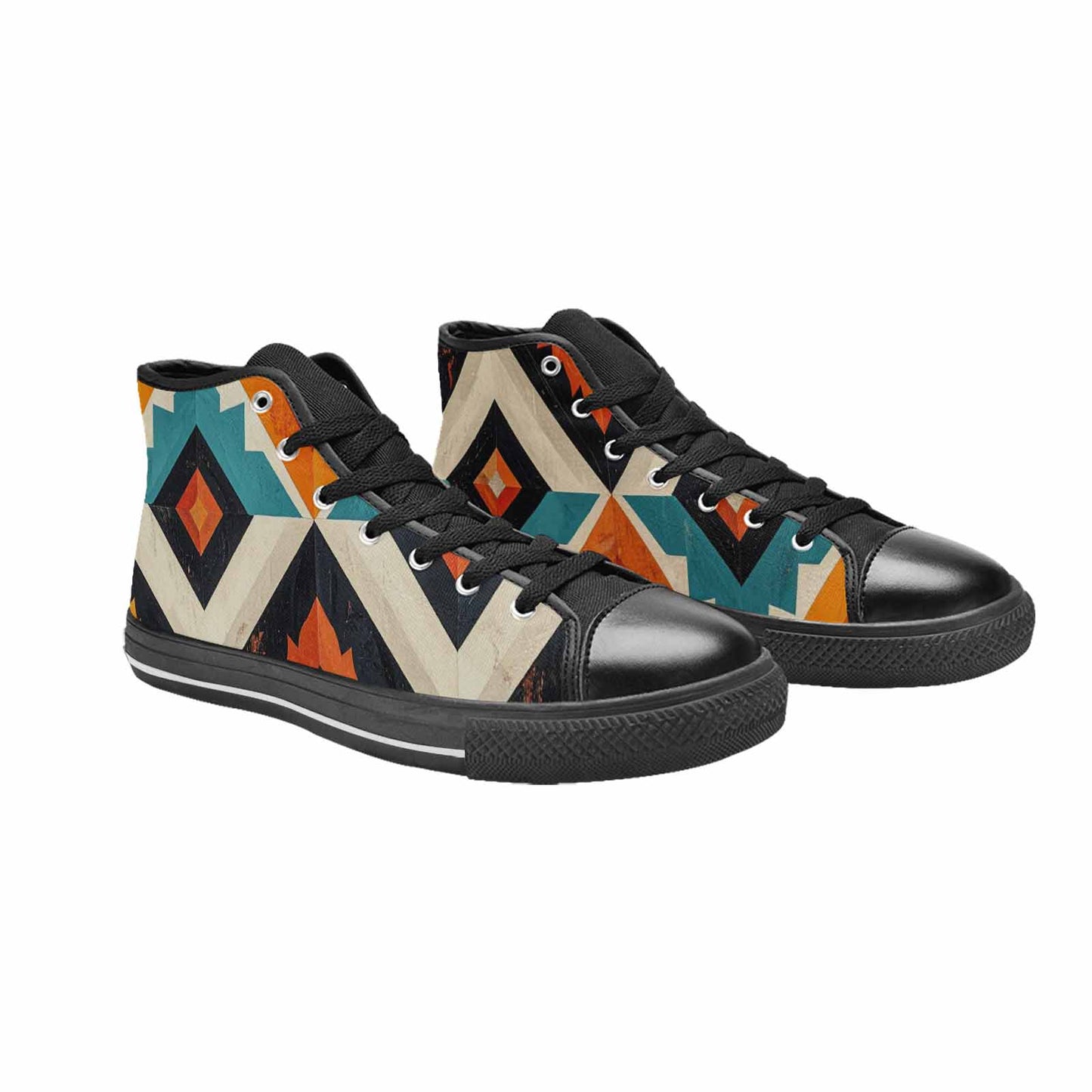 WOMEN'S Southwestern Geometric Diamond High Top Canvas Y2K Shoes