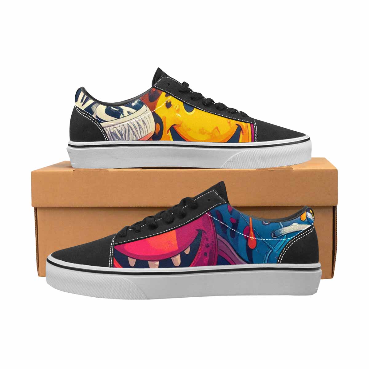 WOMEN'S Smiley Faces Lace-Up Canvas Dreamlike Custom Shoes