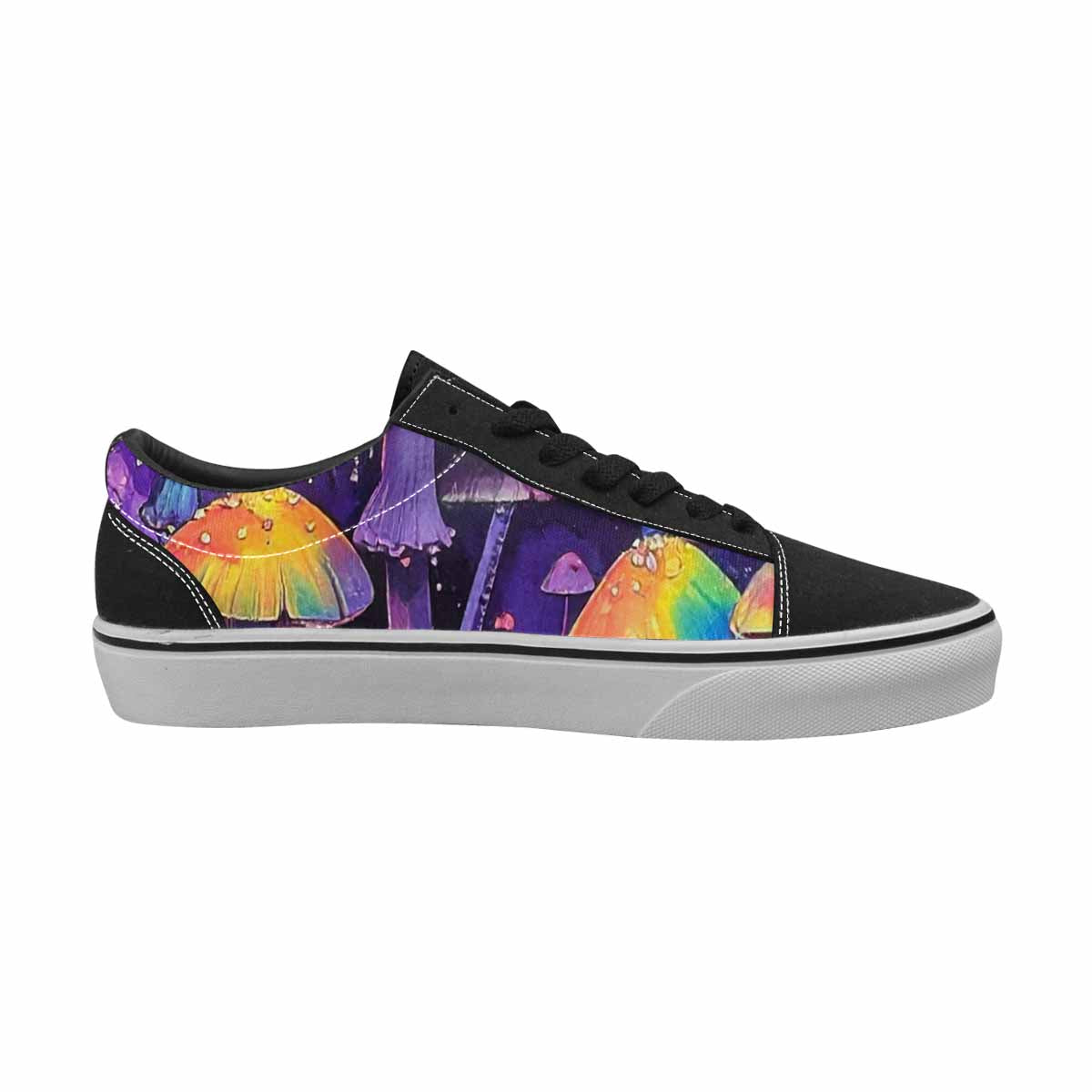 WOMEN'S Rainbow Drip Mushrooms Lace-Up Canvas Melting Art Sneakers