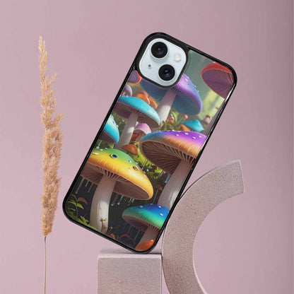 iPhone 15 Plus Case — Overlapping Endlessly No Empty Space Mushrooms, Custom Art Phone Cover