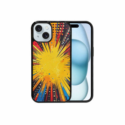 iPhone 15 Case — Comic Halftone Comic Bursts Pattern Hundreds, Custom Designed Case Cover