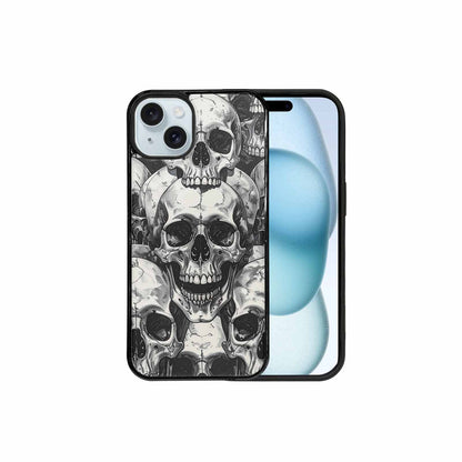 iPhone 15 Plus Case — Tessellated Human Skulls Custom, Unique Phone Case Design