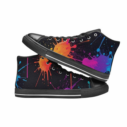 WOMEN'S Paint Splatter High Top Canvas Vibrant Chaos Custom Sneakers