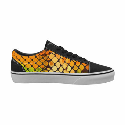 MEN'S Dark Snake Print Canvas Lace-Up Wallpaper Art Custom Sneakers