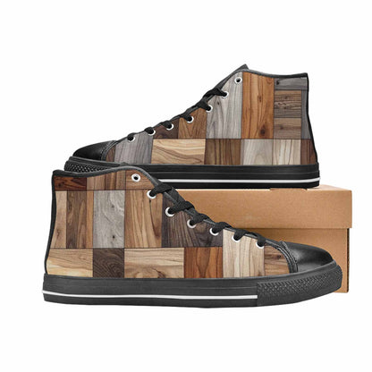 WOMEN'S Wood Grain Texture High Top Canvas Vivid Custom Shoes