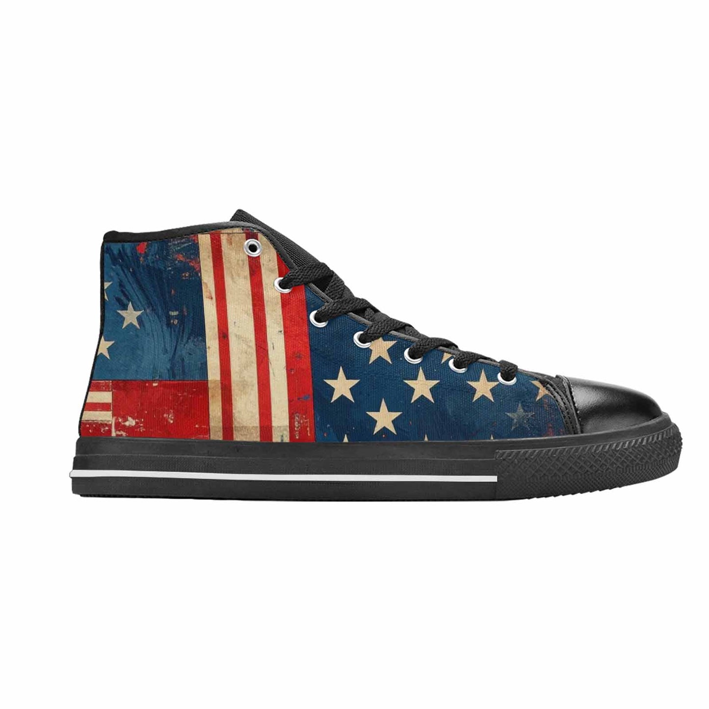 MEN'S American Flag Stars High Top Canvas Grunge Sneakers