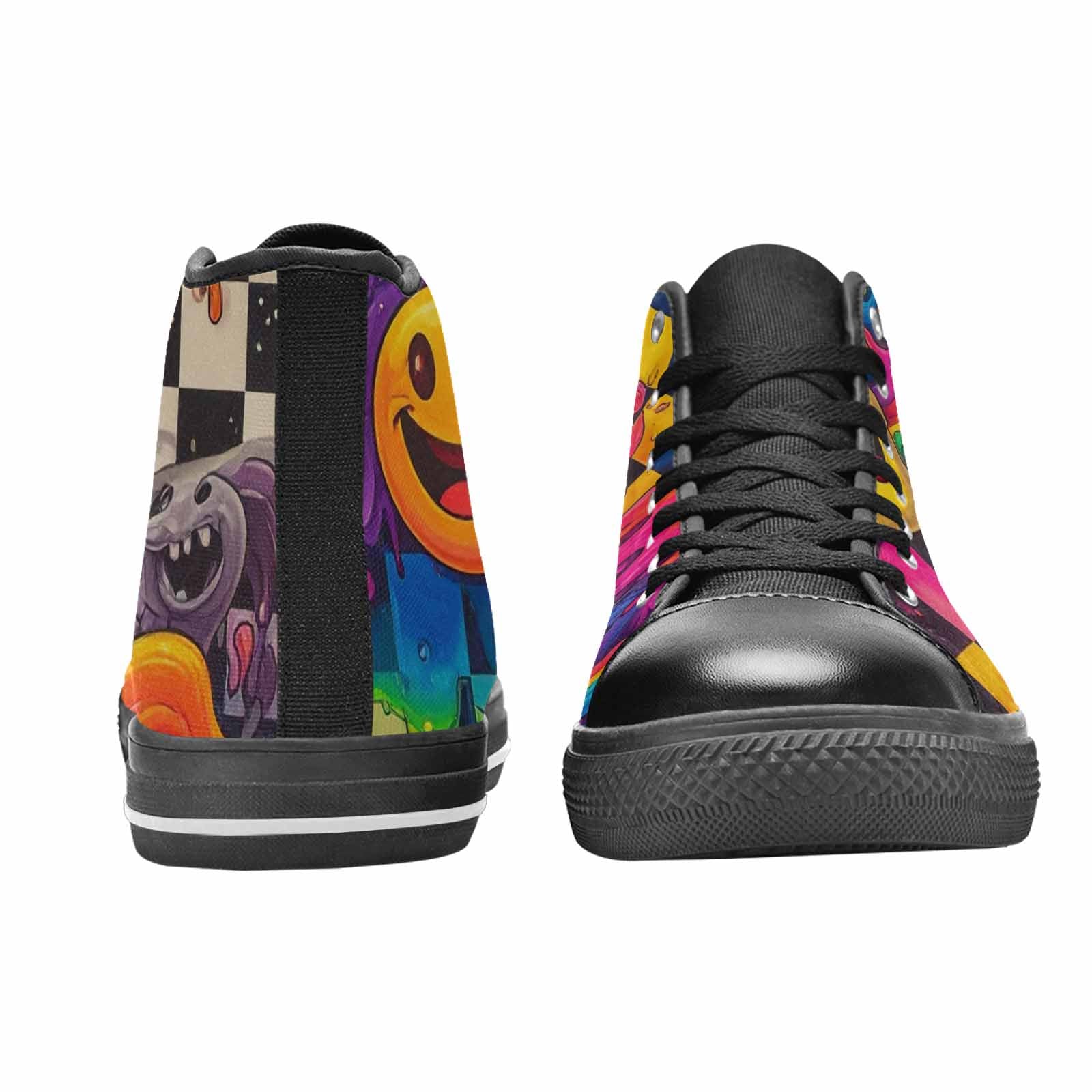MEN'S Yellow Smiley Face High Top Canvas Aesthetic Shoes