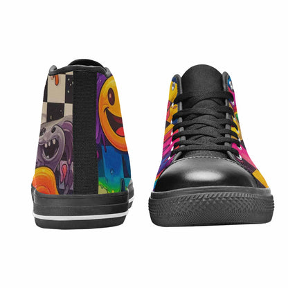 MEN'S Yellow Smiley Face High Top Canvas Aesthetic Shoes