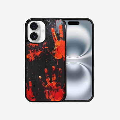 iPhone 16 Case — Splatter Paint Art Hand Prints Black, Unique Phone Case Design