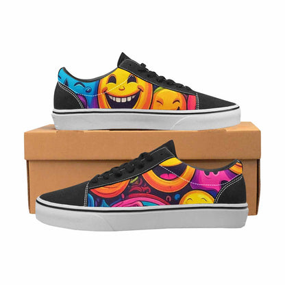 WOMEN'S Yellow Smiley Face Canvas Lace-Up Cottagecore Custom Sneakers