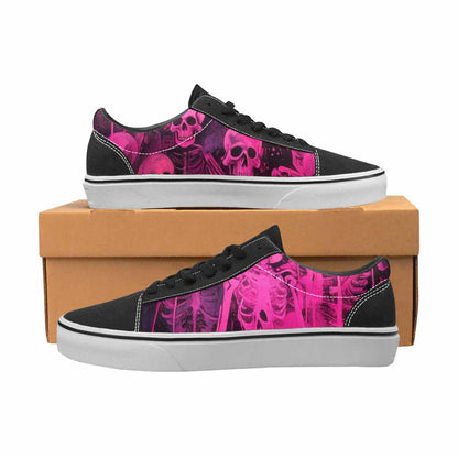 WOMEN'S Skeletons  Neon Pink Lace-Up Canvas Vibrant Chaos Custom Sneakers