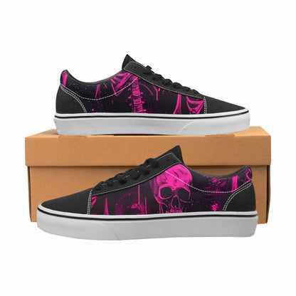 WOMEN'S Skeletons × Neon Pink Lace-Up Canvas Grunge Custom Shoes