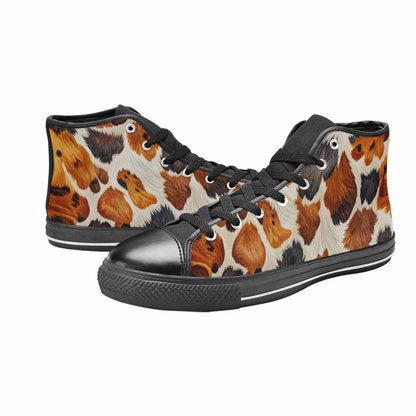 MEN'S Cow Animal Print High Top Canvas Wallpaper Art Sneakers