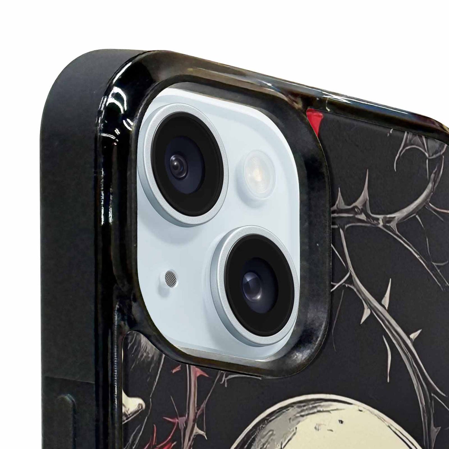 iPhone 15 Case — Ornate Gothic Skulls Roses, Custom Printed Phone Case