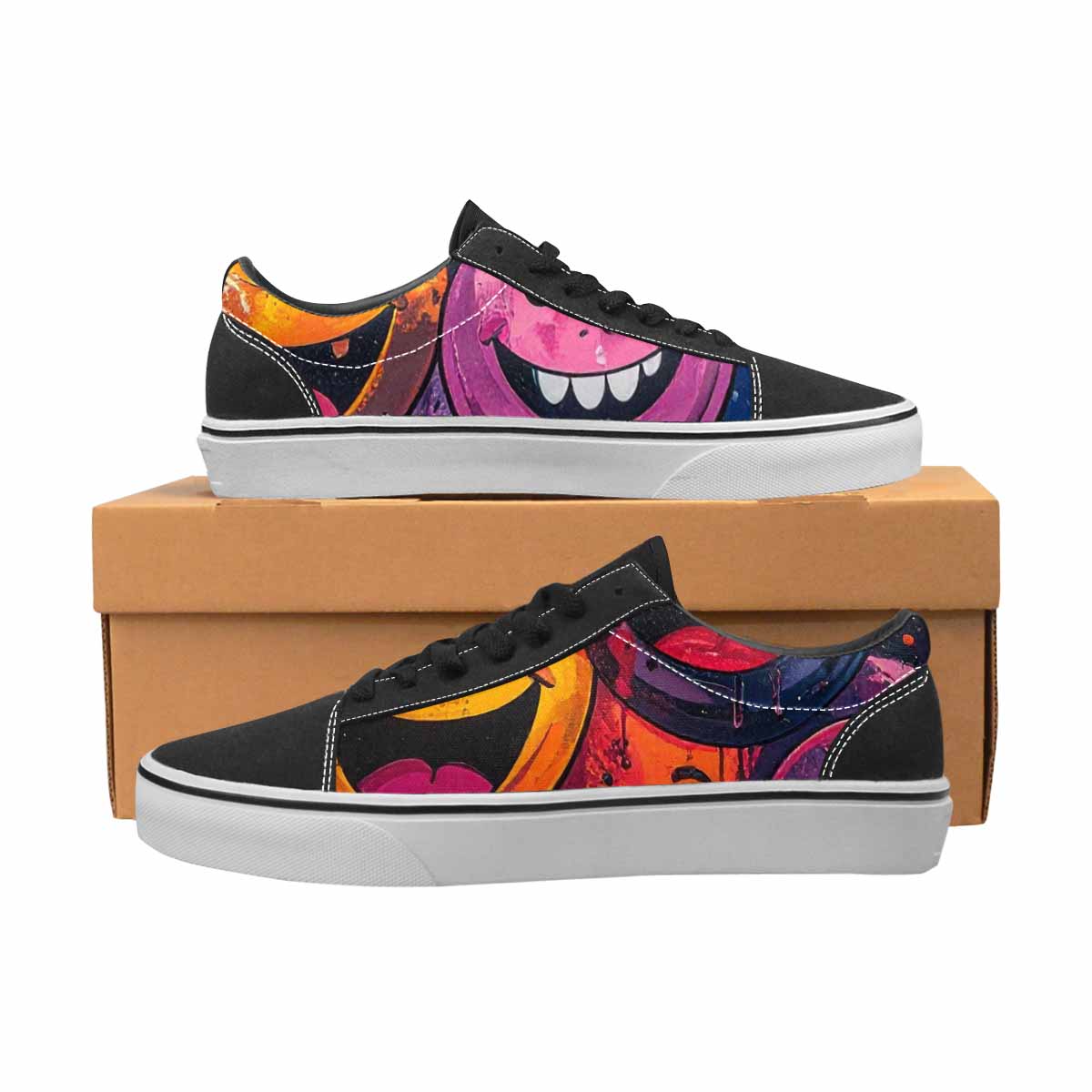 WOMEN'S Melting Moon Smiley Lace-Up Canvas Cottagecore Sneakers
