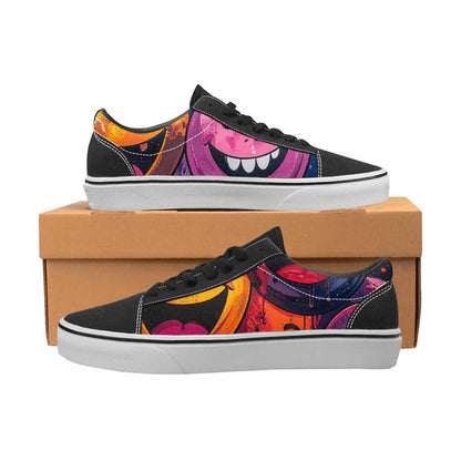 WOMEN'S Melting Moon Smiley Lace-Up Canvas Dark Academia Custom Sneakers