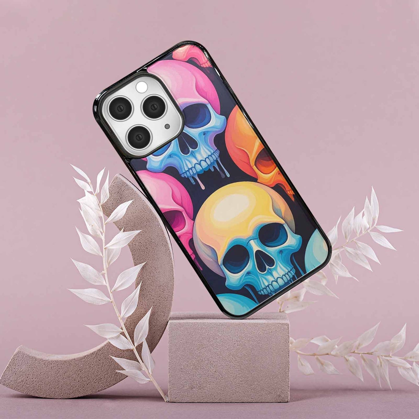 iPhone 15 Pro Max Case — Dripping Candy Skulls, Custom Designed Case Cover