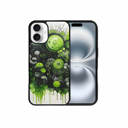 iPhone 16 Plus Case — Sea Creature Burst Black Green Ink, Custom Art Phone Cover