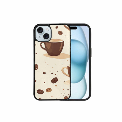 iPhone 15 Plus Case — Coffee Cup And Bean Pattern Seamless, Custom Phone Case