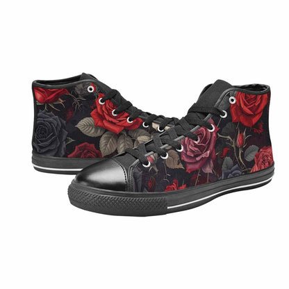 MEN'S Black Gothic Rose High Top Canvas Dreamcore Custom Shoes