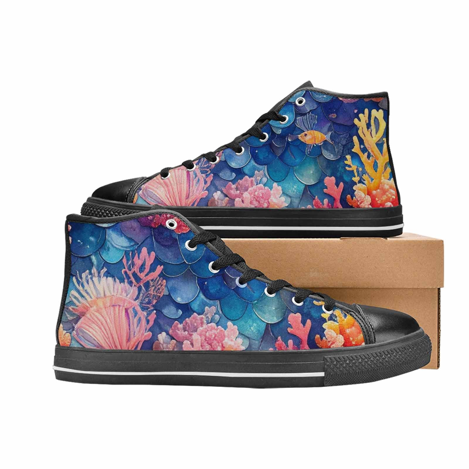 MEN'S Fish Scale Coral High Top Canvas Y2K Sneakers