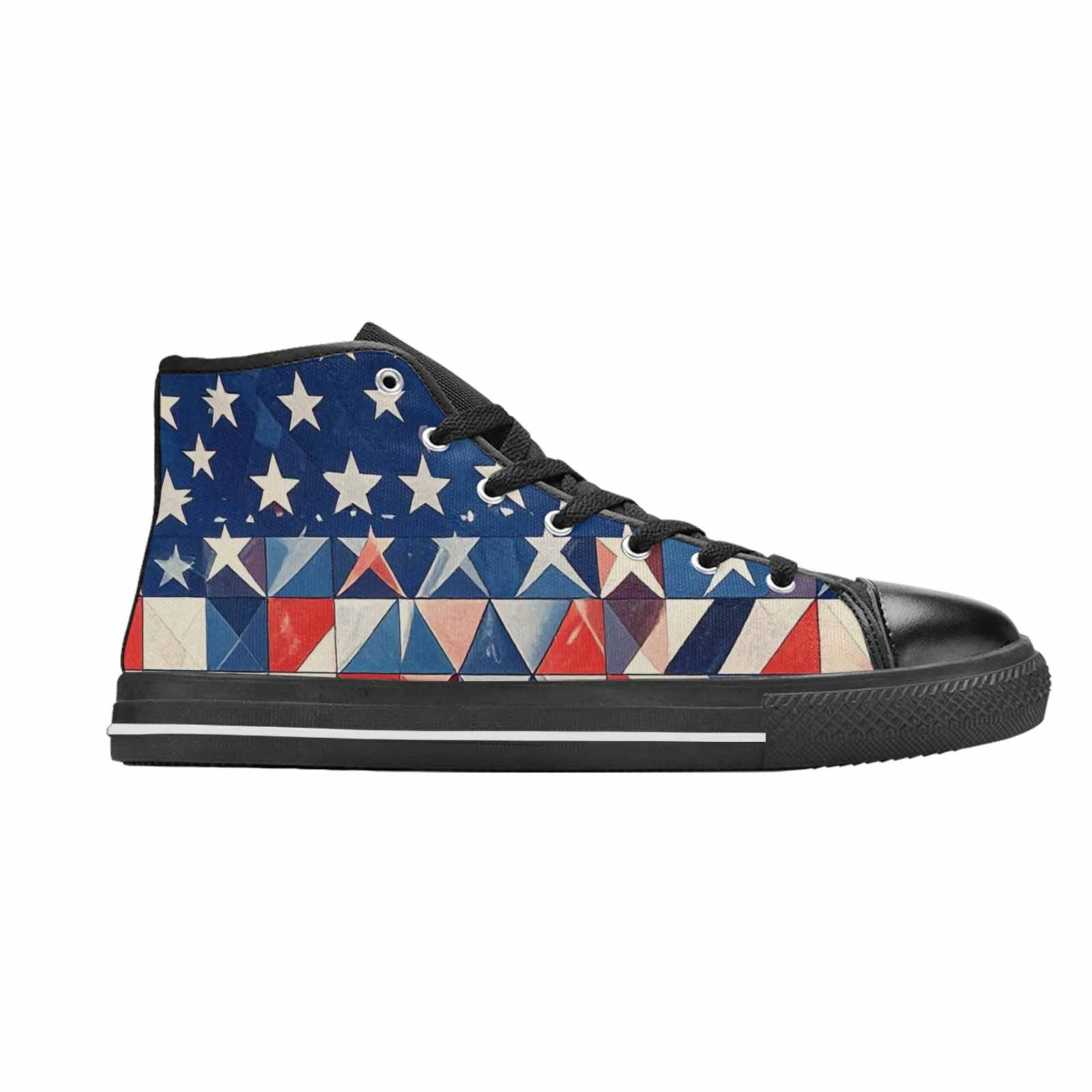 MEN'S American Flag Stars High Top Canvas Neon Fantasy Custom Shoes