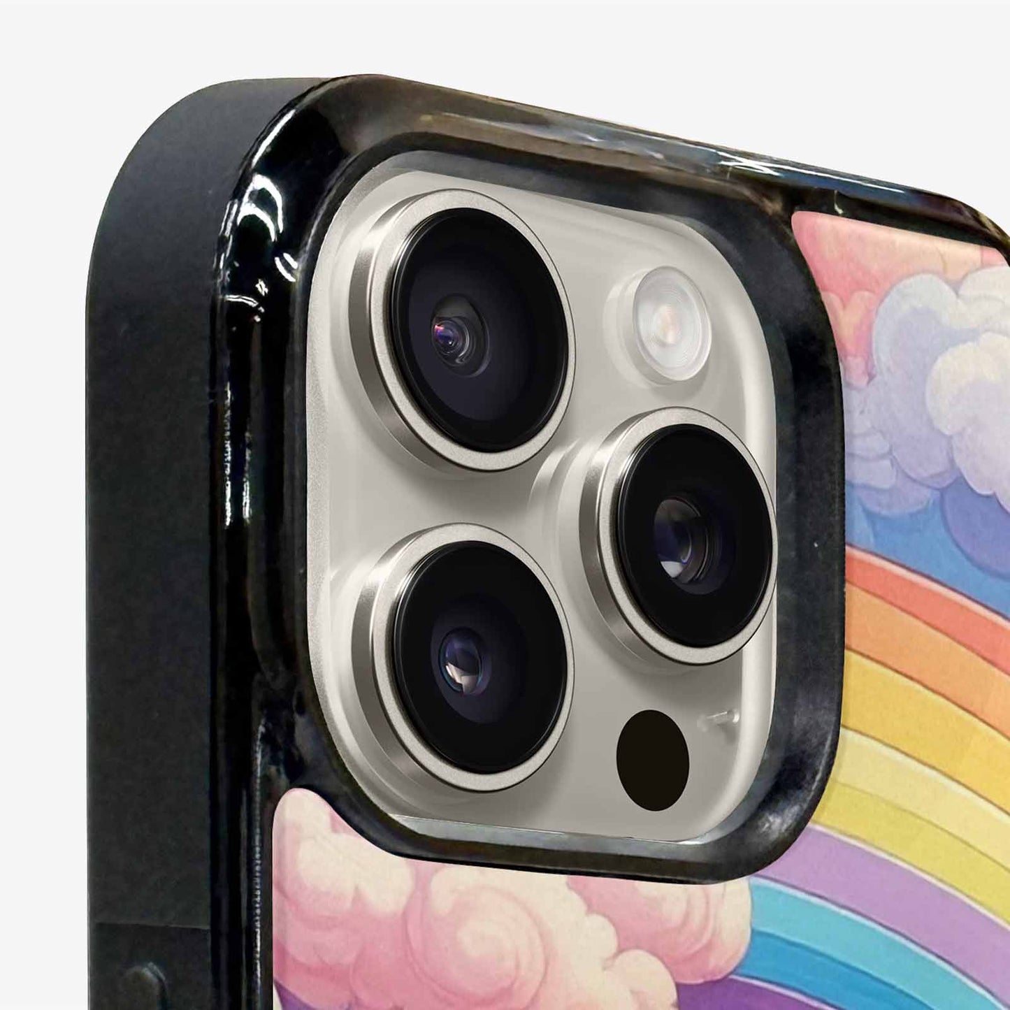 iPhone 16 Pro Max Case — Cloud And Rainbow Burst Pattern Hundreds, Personalized Phone Case