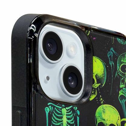 iPhone 15 Case — Skeletons Neon Green Glowskele, Custom Art Phone Cover