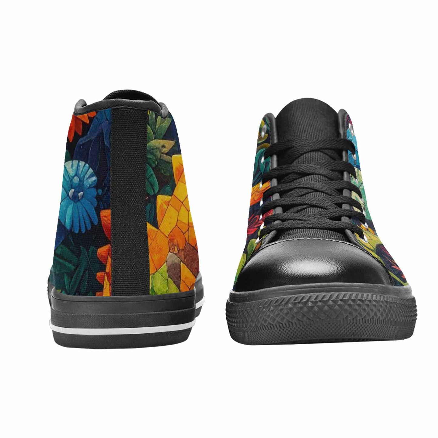 MEN'S Dinosaur Silhouette High Top Canvas Vibrant Chaos Shoes