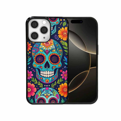 iPhone 15 Pro Max Case — Rainbow Sugar Skull Weave 3 Personalized, Custom Printed Phone Case