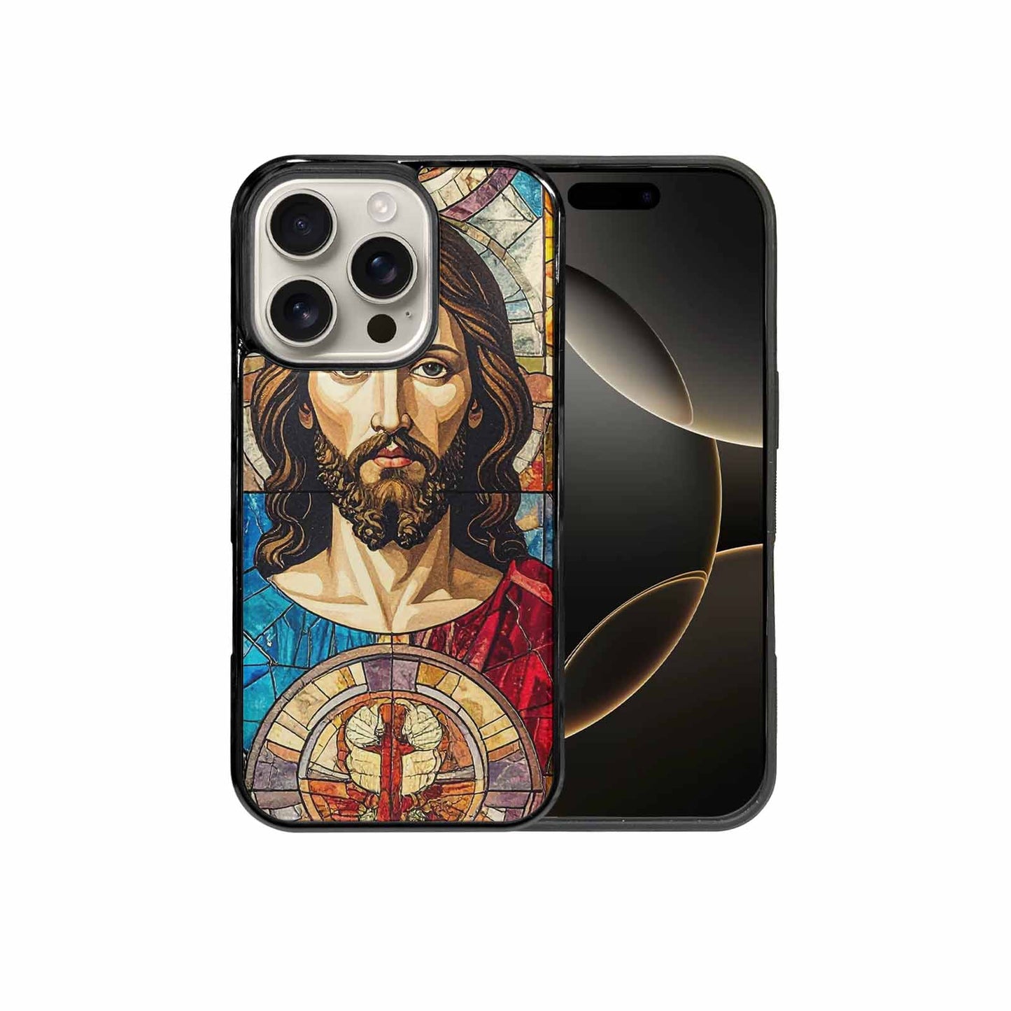 iPhone 16 Pro Case — Jesus Face Small Cross And Faith, Custom Art Phone Cover