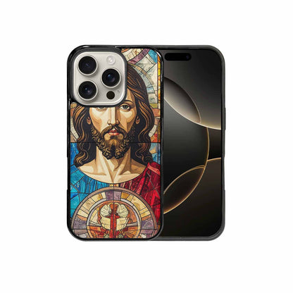 iPhone 16 Pro Case — Jesus Face Small Cross And Faith, Custom Art Phone Cover